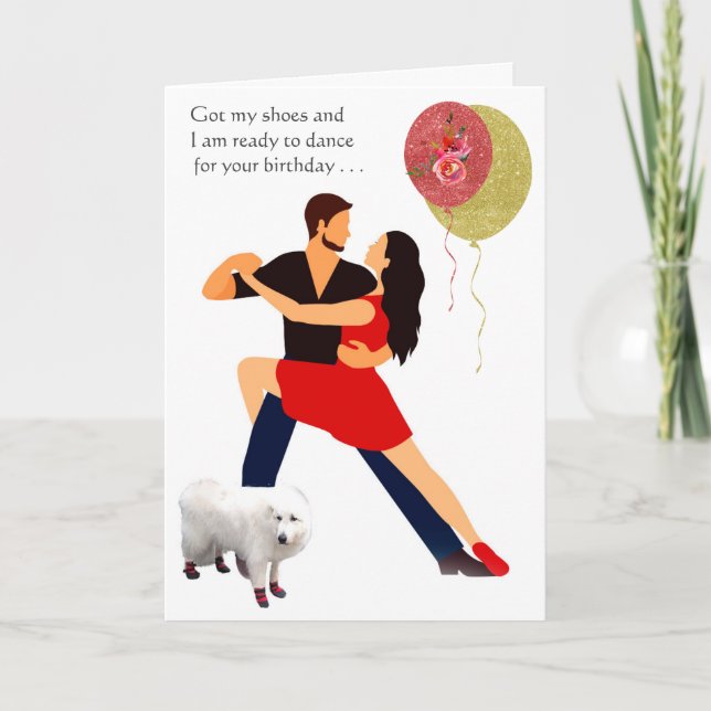 Red Dancing Shoes Tango Dog Ready Too! Card (Front)