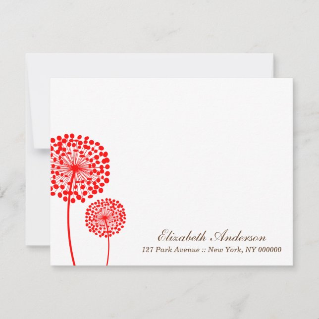 Red Dandelions Flat Note Cards (Front)