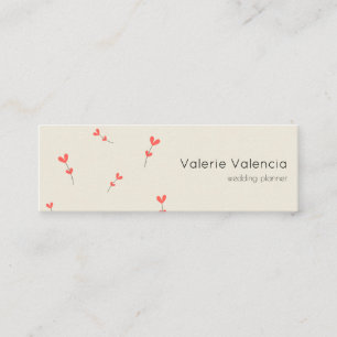 Red dandelions romantic beige floral vintage mini business card