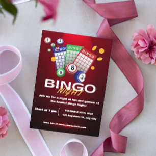 Red Dark Bingo Night Party Invitation