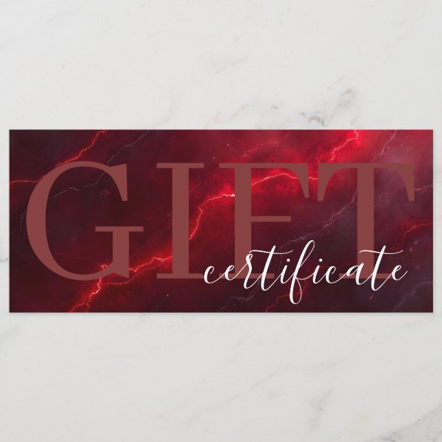 Red Dark Chic Bold Elegant Luxury Gift Certificate Save The Date (Front)