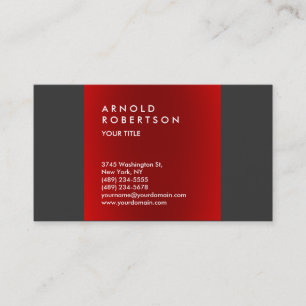 Red Dark Grey Trendy Professional Business Card