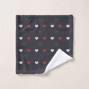 Red & dark Heart Seamless Pattern Cute Minimal Bath Towel Set