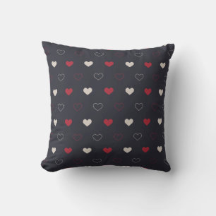 Red & dark Heart Seamless Pattern Cute Minimal Cushion