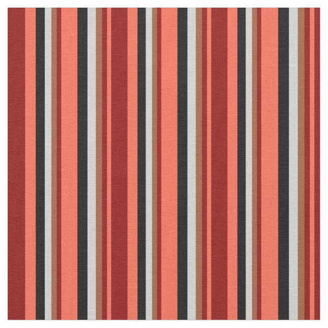 Red, Dark Red, Sienna, Light Grey & Black Coloured Fabric (Close Up)