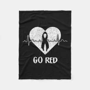 Red Day Heart Ribbon Costume Heart Disease Month  Fleece Blanket