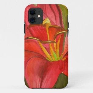 Red day lily original watercolor flower art Case-Mate iPhone case