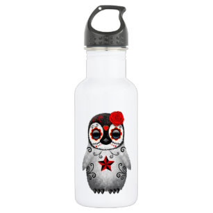 Red Day of the Dead Sugar Skull Penguin 532 Ml Water Bottle
