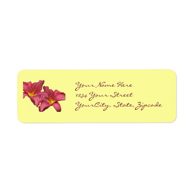Red Daylily Address Label (Front)