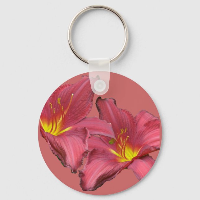Red Daylily Coordinating Items Key Ring (Front)