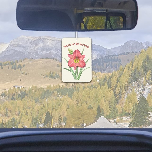 Red Daylily Flower Botanical Art Personalised Car Air Freshener (Red Daylily Flower Botanical Art Design Customizeable Air Freshener for Car or Home)
