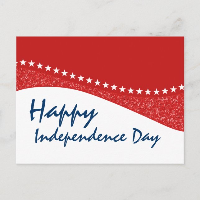 Red Dazzling Star Curves July 4th Postcard (Front)