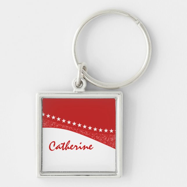 Red Dazzling Star Curves Premium Keychain (Front)