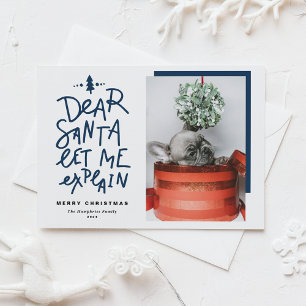 Red Dear Santa Let Me Explain Pet Photo Christmas  Holiday Postcard