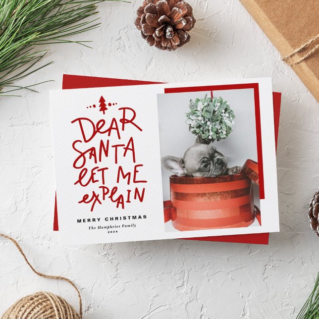 Red Dear Santa Let Me Explain Photo Christmas Holiday Card (Creator Uploaded)