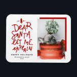 Red Dear Santa Let Me Explain Photo Christmas Magnet<br><div class="desc">Capture the magic of the season with our customisable Christmas photo magnet featuring the cute phrase "Dear Santa, Let Me Explain"! This photo Christmas magnet is perfect for showcasing your favourite holiday memories while adding a festive touch to your fridge or any magnetic surface. Customise the magnet by adding your...</div>