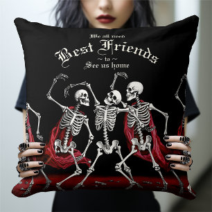 Red Death Dancing Skeletons Gothic Wedding Cushion
