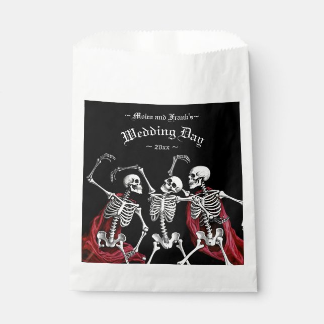 Red Death Dancing Skeletons Gothic Wedding Favour Bags (Front)