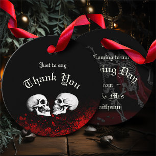 Red Death Dancing Skeletons Gothic Wedding Favour Tags