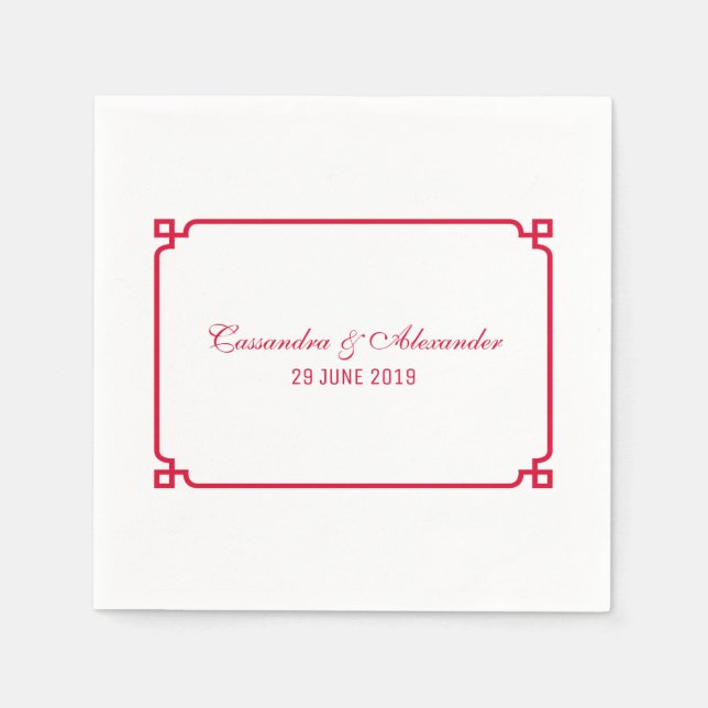 Red Deco Chic Wedding Napkin (Front)