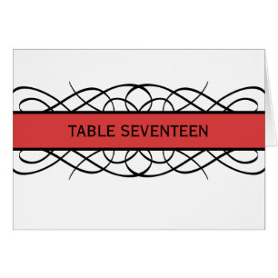 Red Deco Flourish Table Number Card