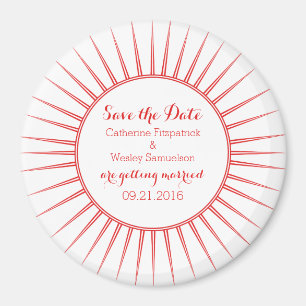 Red Deco Retro Save the Date Magnet