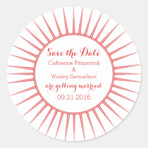 Red Deco Retro Save the Date Stickers