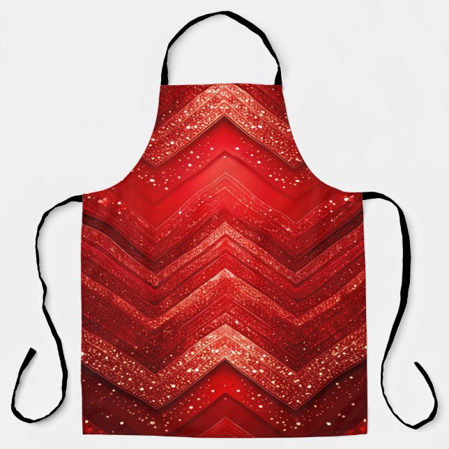 Red Decorative Christmas Glitter Holiday Apron (Front)
