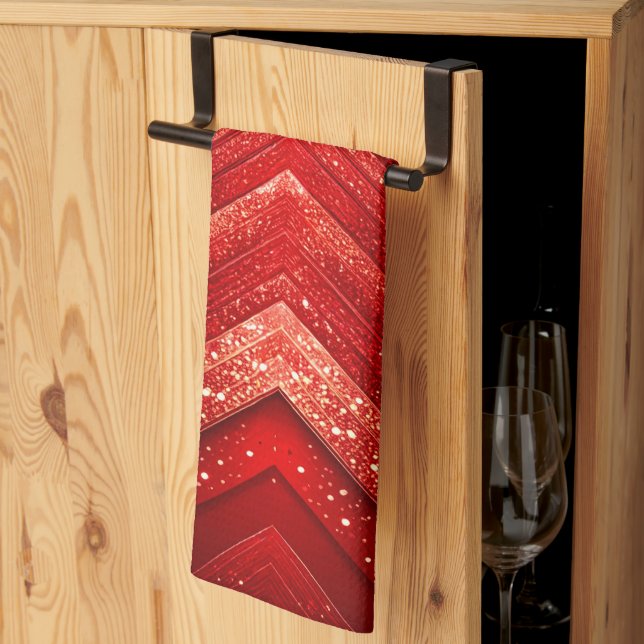 Red Decorative Christmas Holiday Kitchen Towel (Thirds Fold)