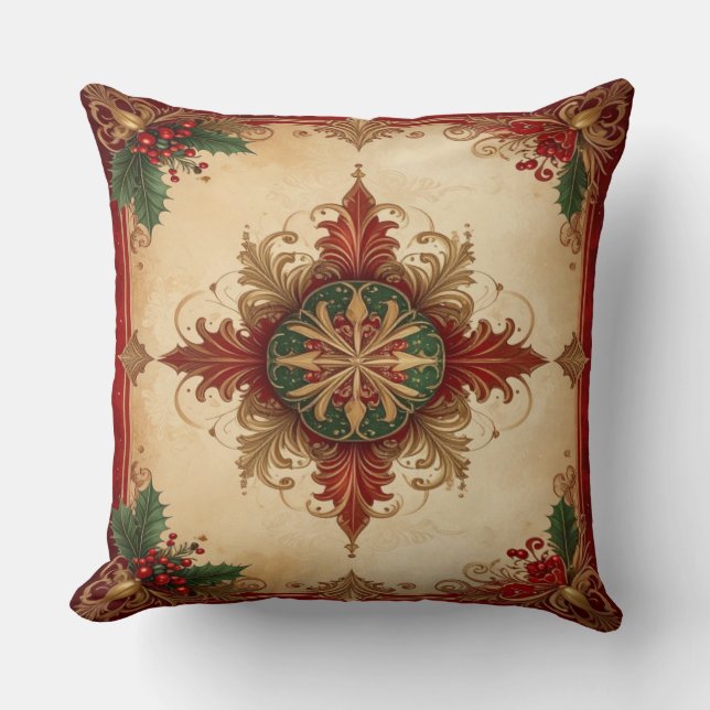 Red Decorative Christmas Throw Pillow (Front)