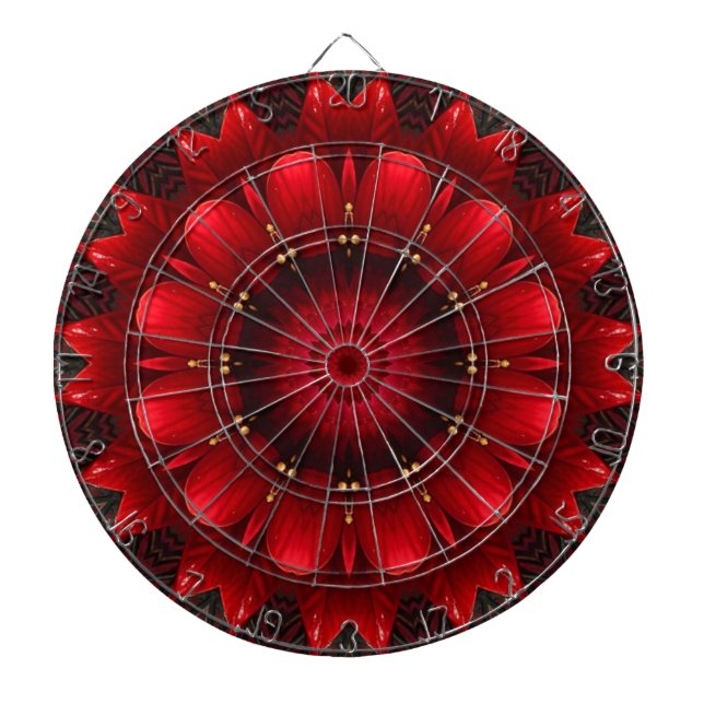 Red Decorative Floral Dartboard (Front)