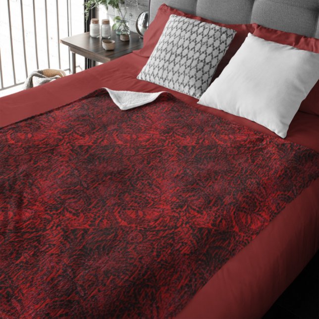 Red Decorative Flower Fabric Design Small Fleece Blanket (Red Decorative Flower Fabric Design Small Fleece Blanket)