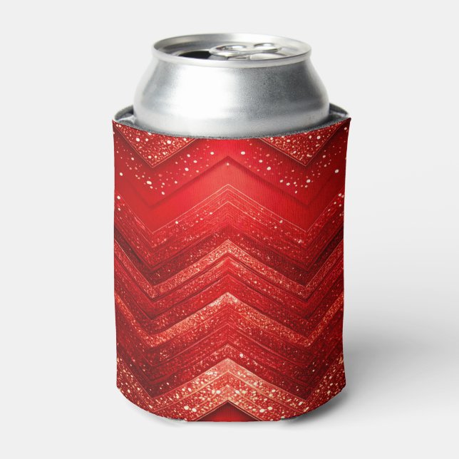 Red Decorative Glitter Can Cooler (Can Front)