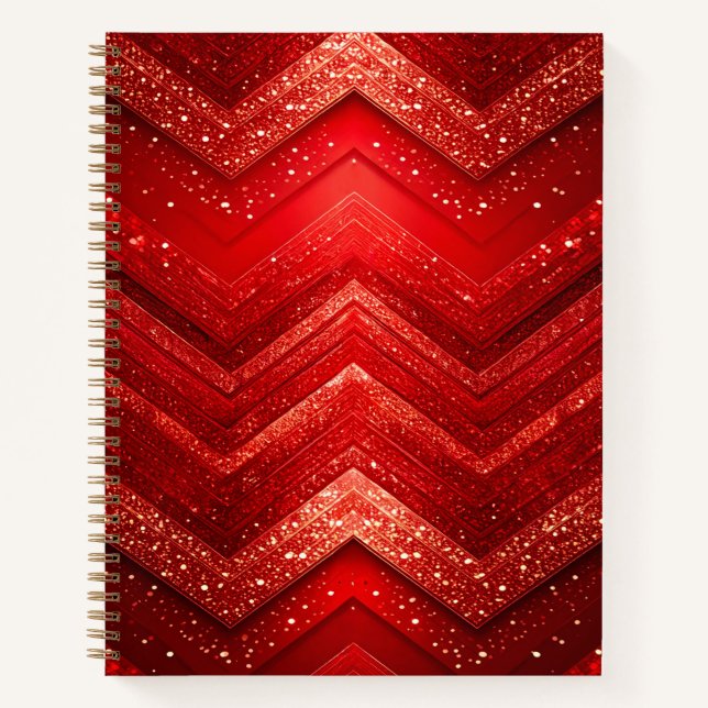 Red Decorative Glitter Notebook (Front)