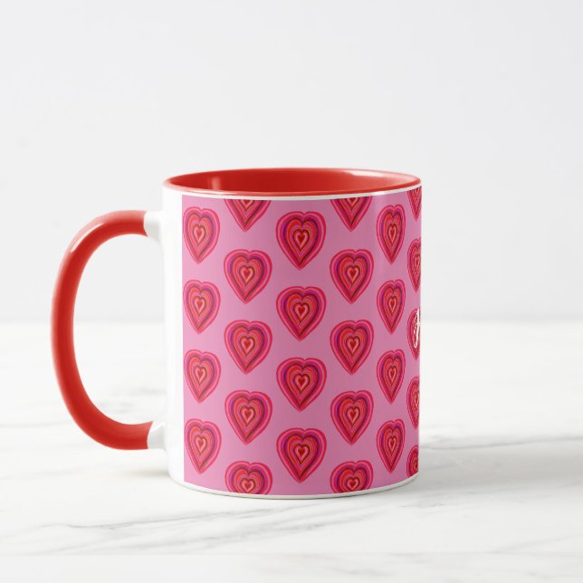 red decorative heart mug (Left)