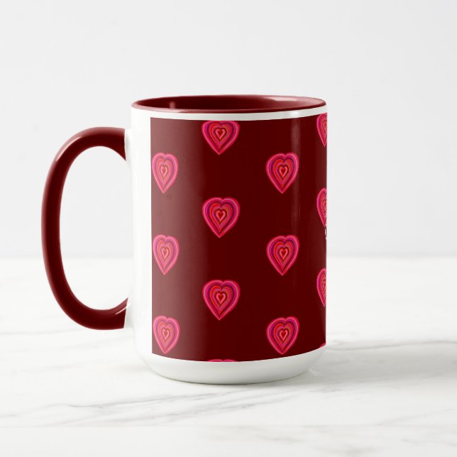 red decorative heart mug (Left)