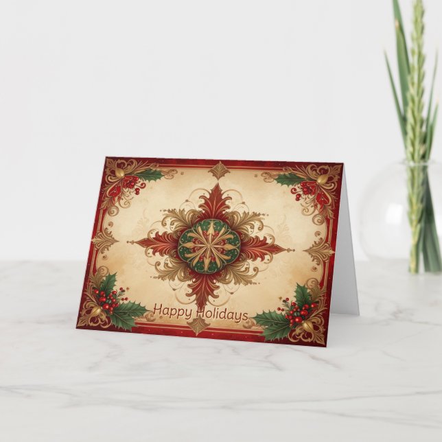 Red Decorative Holiday Card (Front)