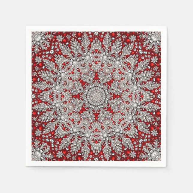 Red Decorative Holiday Napkin (Front)
