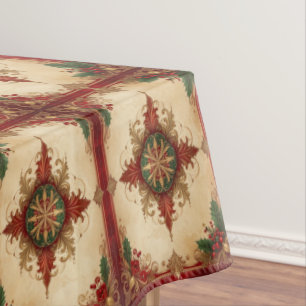 Red Decorative Holiday Tablecloth