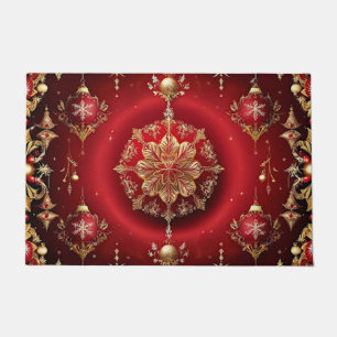 Red Decorative Ornaments Holiday Doormat