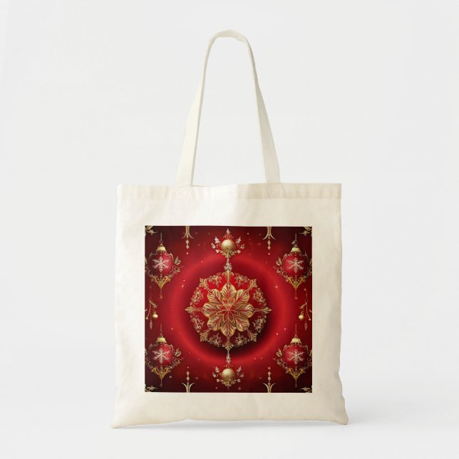 Red Decorative Ornaments Holiday Tote Bag (Front)