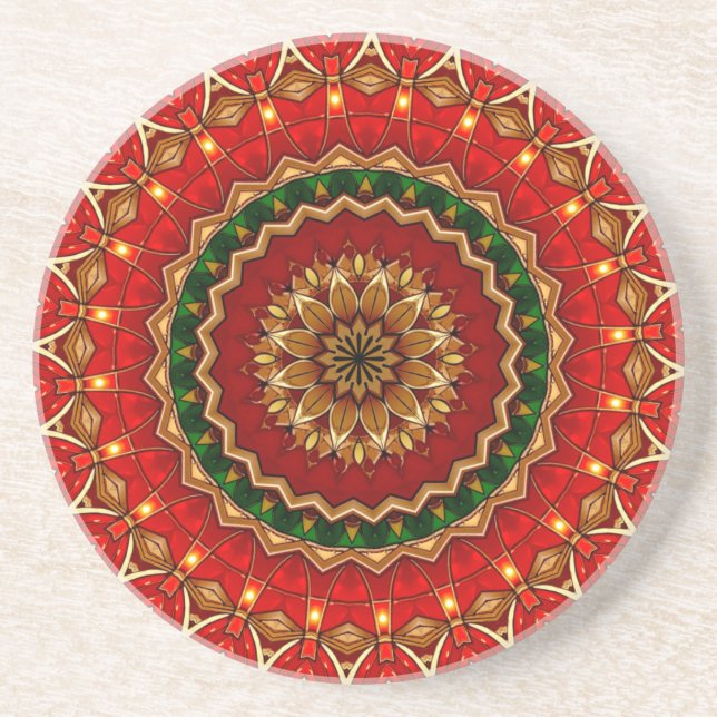 Red Decorative Sandstone Coaster (Front)