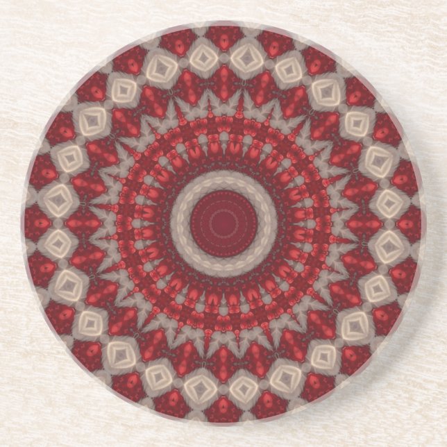 Red Decorative Sandstone Coaster (Front)