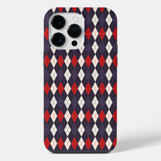 Red deep violet argyle pattern iPhone 14 pro max case