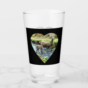 Red Deer and Baby Deer Glass