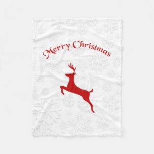 Red Deer And Snowflakes Fleece Blanket