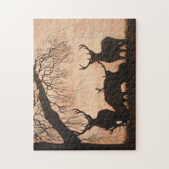 Red Deer Evening Silhouette 252 piece Puzzle (Vertical)