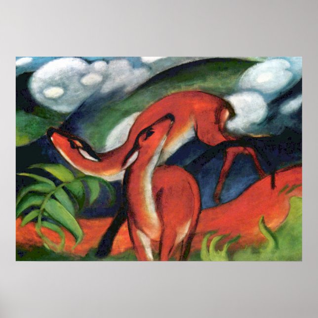 Red Deer II by Franz Marc Classic Painting Poster (Front)