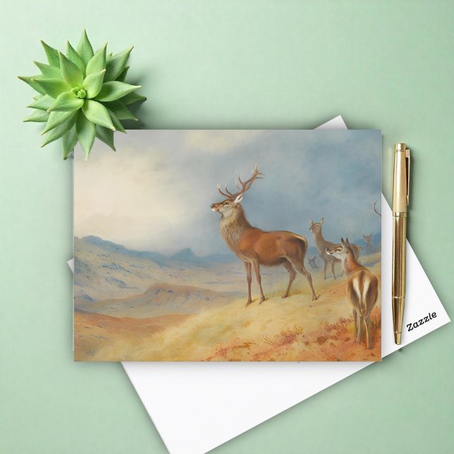 Red Deer In A Highland Landscape, Art Holiday Postcard (Creator Uploaded)