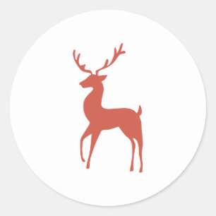 Red Deer on White Classic Round Sticker